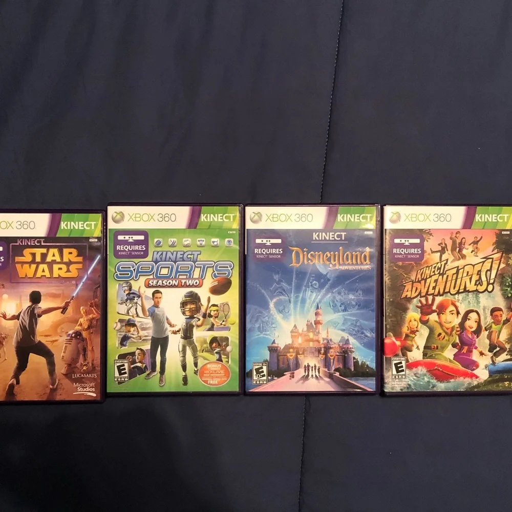 Microsoft XBOX 360 Kinect Game Bundle Star Wars, Disneyland, Sports, Adventures